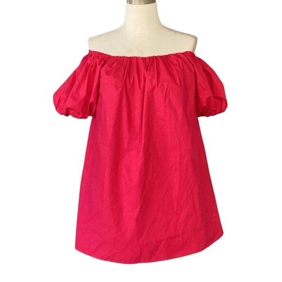 NWT Sugarlips Hot Pink Off The Shoulder Puff Sleeve Mini Dress XS - Picture 1 of 10
